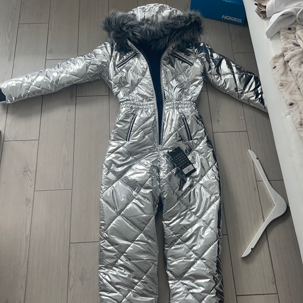 Silver metallic snow suit
